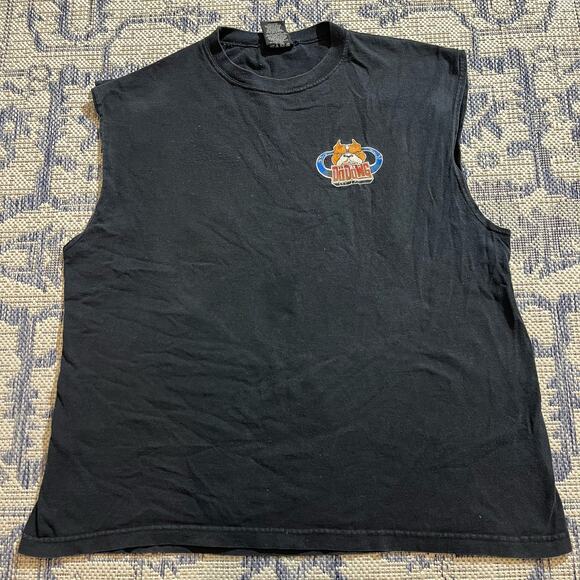 VTG Y2K Da Dawg Intense Heat Flame Double Sided Black Tank Top Shirt SZ XL - Picture 2 of 6